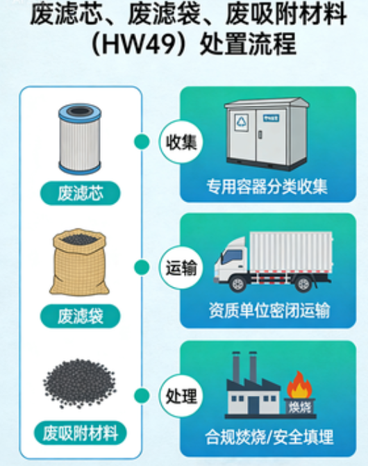 废滤芯、废滤袋、废吸附材料（HW49）处置案例
